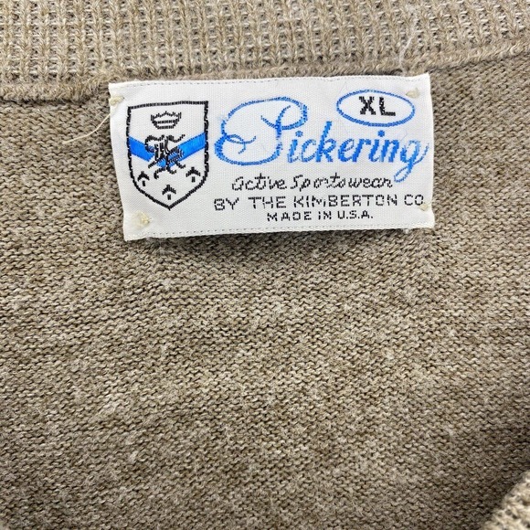 Pickering Mens PGA SZ XL V Neck Sweater Beige Pullover Long Sleeves 1983 Riviera - Picture 4 of 9